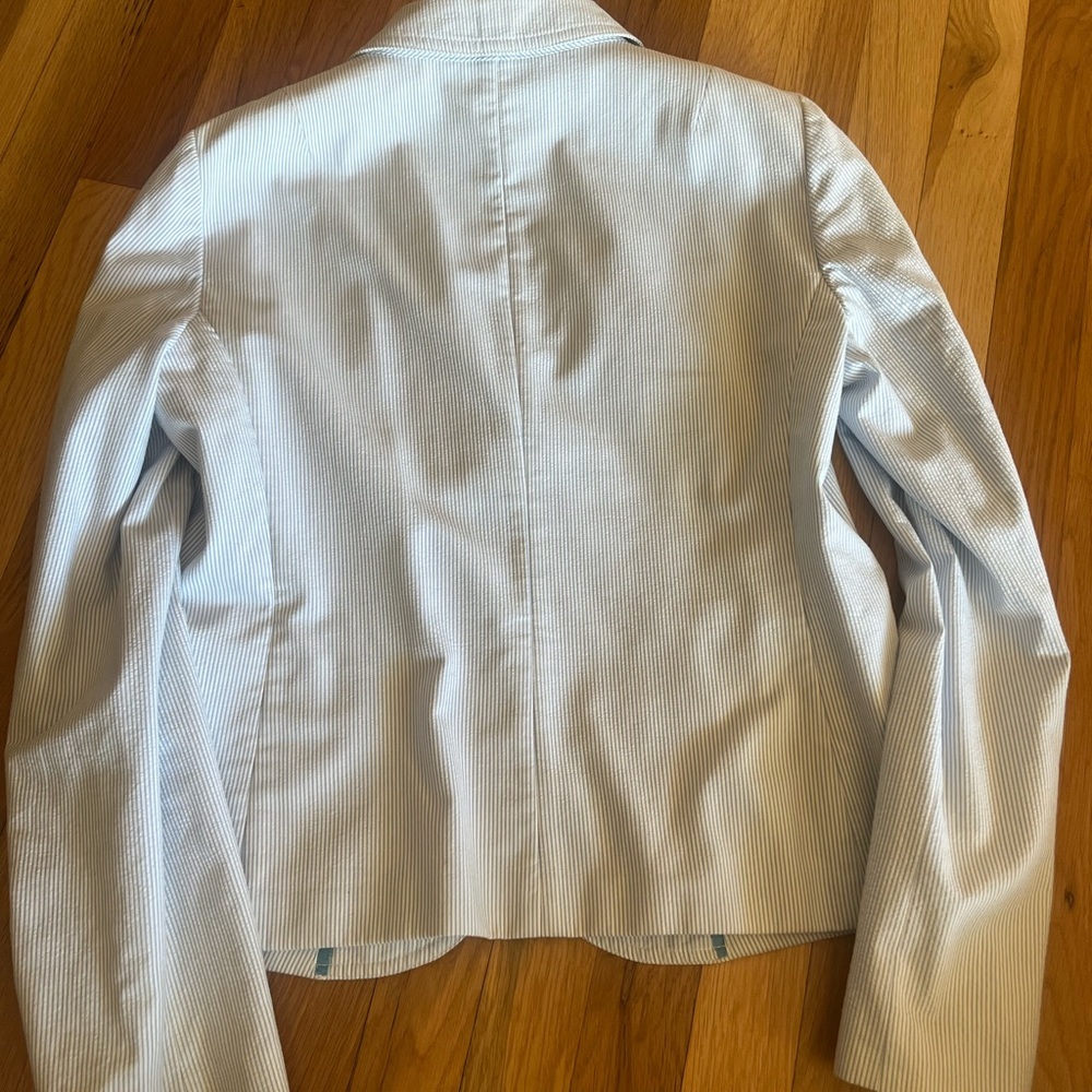 Jcrew Size 12 Blue Seersucker Blazer - Picture 7 of 9